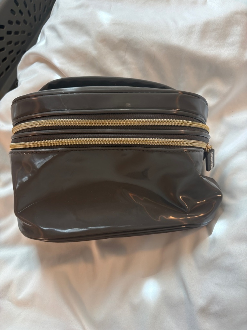 Sonia Kashuk Gray Vinyl Travel Toiletry Bag with Dual Zippers New